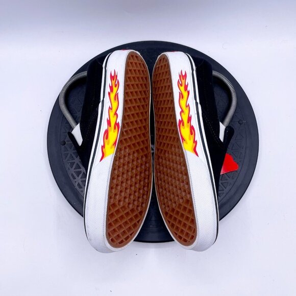 Vans Classic Slip-On Black Flame Skate Sneakers Shoes Size Mens 6w W 7.5W - Picture 4 of 9